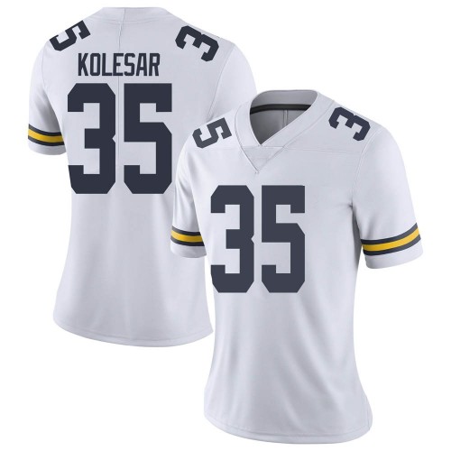 Caden Kolesar Michigan Wolverines Women's NCAA #35 White Limited Brand Jordan College Stitched Football Jersey JWP5354VA